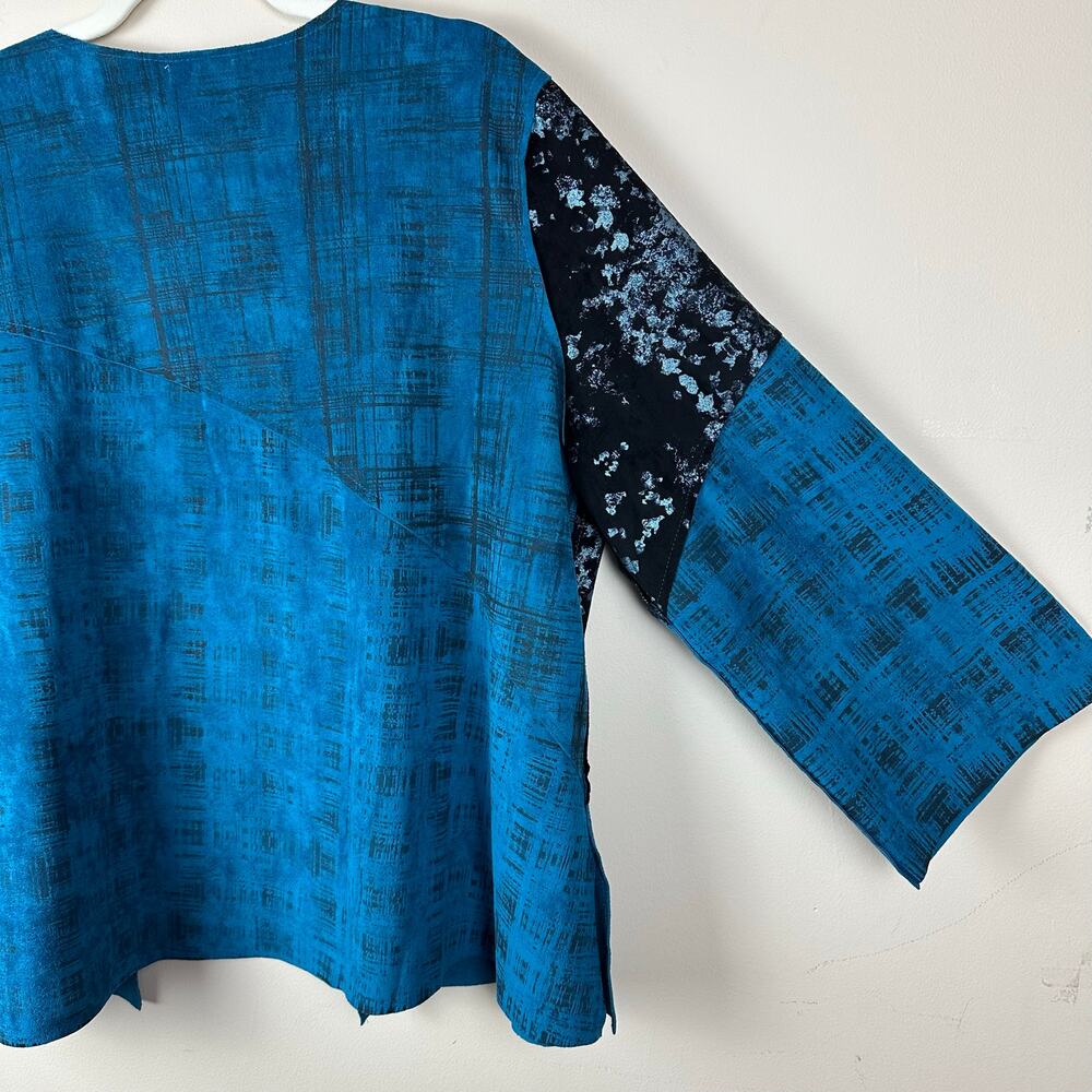 Lemon Grass Patchwork Lagenlook Open Front Jacket… - image 5